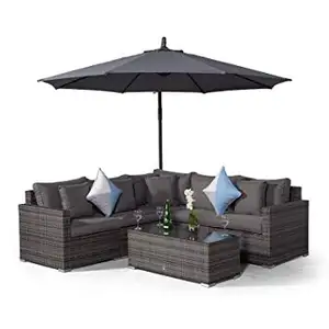Ofertas elegantes sofá de rattan interior inclui guarda-chuva