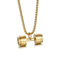 Collier Pendentif Haltère de Musculation en Acier Inoxydable, Cadeau Fan de Sport Homme Femme, Accessoire Breloque Bijoux Hip Hop