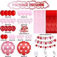 Kits de Décoration d'Anniversaire Fraise en Gros avec Ballons en Aluminium à Pois, Bannière Fraise Sucrée et Décoration de Gâteau