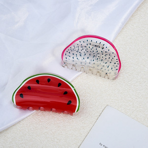 Adorable Pince à Cheveux en Acétate Motif Feuilles de Pastèque et Pitaya pour un Style Amusant et une Coiffure Queue de Cheval par Tmy - Product Image 4