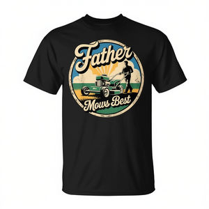 Camiseta Father Mows Best para hombre, camiseta gráfica negra con diseño de broma de papá sobre el cuidado del césped - Product Image 2