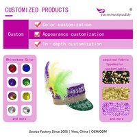 Chapeau Punk Mardi Gras Violet Vert Or Paillettes Strass Plumes pour Fanfare – Costume Festif Travaux Manuels Exquis