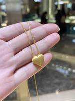 Bijoux en or pur AU750, grand pendentif en forme de cœur pour collier en or massif 18 carats, bijoux personnalisés pour femme, cadeau pour fille