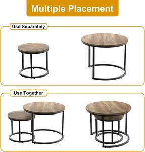 <span class=keywords><strong>Table</strong></span> basse en bois moderne, meuble de salon rond en bois massif - Product Image 3