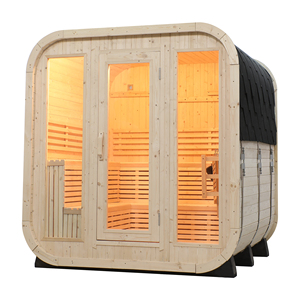 Cabine de sauna extérieure moderne en bois massif de pin blanc, sauna de jardin avec chauffage - Product Image 2
