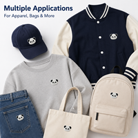 Parches de chenilla de panda lindos listos para enviar, insignias de animales kawaii al por mayor en stock, apliques termoadhesivos de oso blanco y negro para bolsos