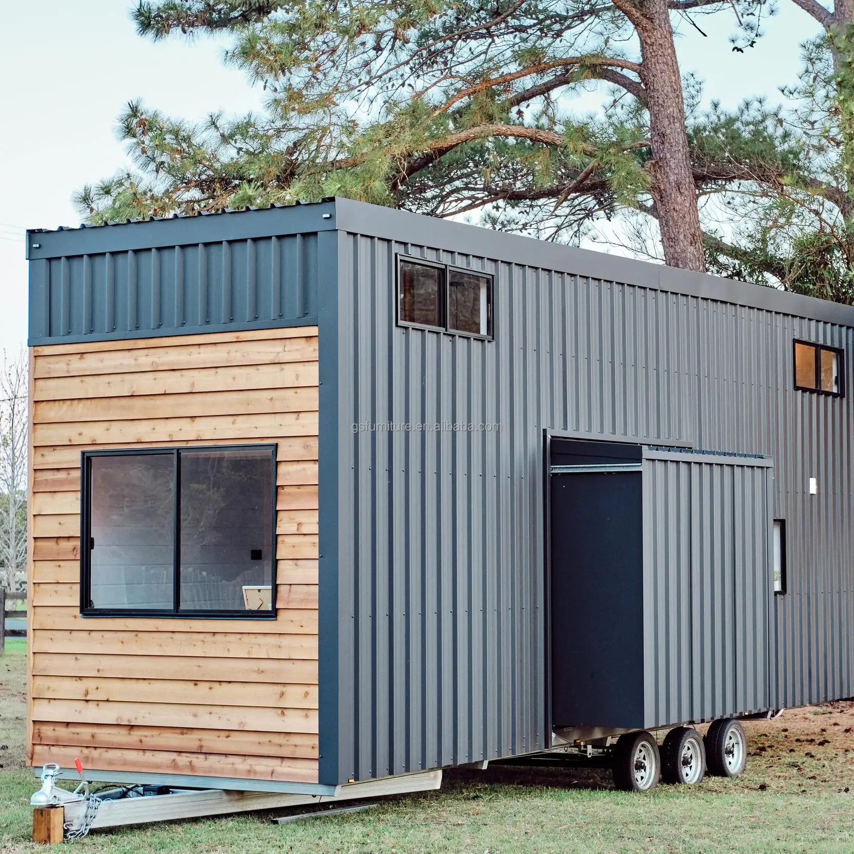 Case modulari portatili moderne in legno leggero con struttura piatta Mobile in legno