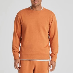 Ensemble de survêtement pour homme, col rond, couleur unie, tissu en molleton français, jogging décontracté, respirant, 400 g, vêtements d'automne, 100 % coton - Product Image 4