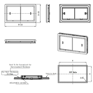 Deux côtés coulissant 700X400mm RV fenêtre coulissante avec verre trempé avec une bonne ventilation Rv fenêtre coulissante - Product Image 4
