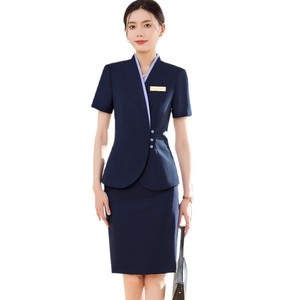 Women's Professional Suit Short Sleeve Blue Hotel Uniform Formal Wear For Beauty Salon And High End Hotels - Product Image 5