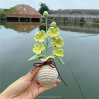 Fleurs au crochet faites à la main en pot, fleurs en fil coloré, décoration florale éternelle pour table, maison, bureau, cadeau, vente en gros