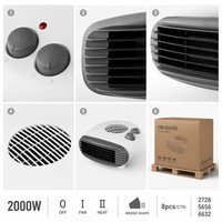 Calefactor de Aire Horizontal Portátil con Termostato, Calefactor de Espacio en Forma de Cuña, 3 Modos de Calor, 2000W, Control Automático, Resistente al Fuego, CE ERP