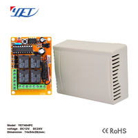 Récepteurs universels YET404PC 433 MHz pour télécommandes de portes de garage, 4 canaux, sans fil, 12 V/24 V, avec code d'apprentissage et relais