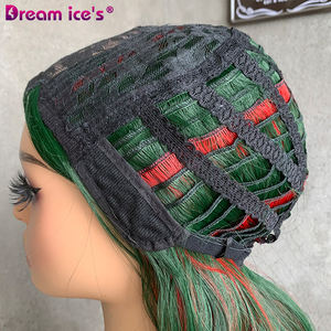 วิกผมสังเคราะห์ทรงเฟรนช์เคิร์ลสั้นคุณภาพสูง ทนความร้อน ยี่ห้อ DREAM ICE สีแดงผสม<span class=keywords><strong>เขียว</strong></span> ความหนาแน่น 150% สำหรับผู้หญิง เหมาะสำหรั<span class=keywords><strong>บ</strong></span>ฮาโลวีน - Product Image 6
