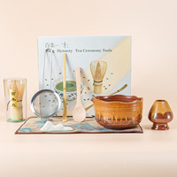 Meilleur ensemble de thé en céramique personnalisé, outils pour bol à matcha, vente en gros, fouet à matcha en bambou Chasen avec boîte