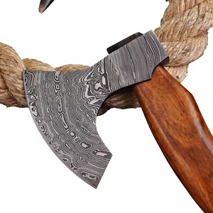 Hacha de Damasco con cabeza de acero forjado con patrón y mango de madera natural para camping, leña, trabajo en el jardín, suministro OEM - Product Image 5