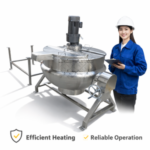 Industry Meat and Vegetables Steam Cooker Jacketed Cooking Pot Jacket <b>Kettle</b> With Mixer - Product Image 4