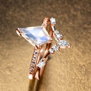 Bague en pierre de lune à facettes, pierre naturelle en topaze blanche, en argent Sterling 925, bracelet diadème - Product Image 3