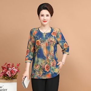 <strong>Women</strong> Spring Summer Style Chiffon <strong>Blouses</strong> Shirt <strong>Women</strong> Half Sleeve Tops Grandma Clothing Stretch <strong>Middle</strong> <strong>Age</strong> Mother <strong>Blouse</strong> - Product Image 4
