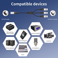 Câble audio pour microphone avec conducteur en cuivre, XLR mâle vers 3 femelles, 0,6 m, modèle 2017YM3F-06