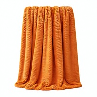 Plaid de luxe en fausse fourrure de lapin orange à chevrons, double couche, super doux et chaud, en jacquard 3D, pour lit d'hiver