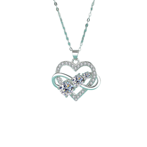 Collier vintage en moissanite en forme de cœur pour femme, VVS 0,5 1 2 carats, perle de 6 mm, plaqué rhodium, argent sterling 925, certifié GRA - Product Image 1