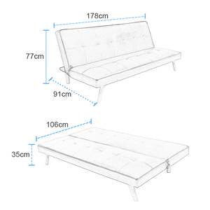Sofá <span class=keywords><strong>cama</strong></span> <span class=keywords><strong>plegable</strong></span> de cuero multifuncional, sala de estar sofá para, sentado y tumbado, muebles de madera de doble uso, patas de madera de caucho, Sofá <span class=keywords><strong>Cama</strong></span> - Product Image 5