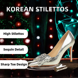 Chaussures montantes d'été pour femme style coréen 3391-H76, couleurs mélangées, banquet, bout pointu, talon rétro 3 cm, à enfiler - Product Image 2