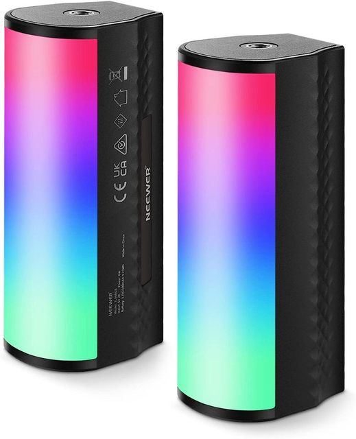NEEWER 2 Pack Magnetic RGB 360° Full Color Handheld Tube Light LED Stick Photography Light Wand Mini Fill Video Light