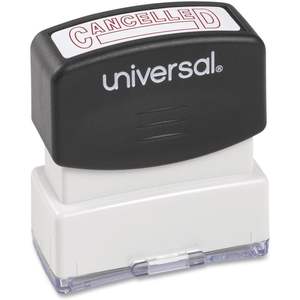 Sello de tinta preentintado universal de un solo color rojo, de plástico, para oficina, con función de cancelación - Product Image 3