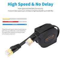 Câble LAN CAT7 rétractable portable 1,5 m en cuivre pur avec gaine en PVC, anti-emmêlement, 10 Gbit/s, cordon Ethernet RJ45 pour ordinateur portable professionnel et de voyage