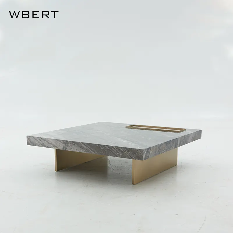 WBERT Table basse italienne minimale de thé de roche carrée suspendue haut sens moderne salon Simple maître concepteur meubles de maison