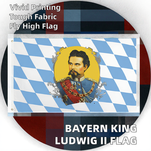 Bayern King Ludwig II ธงสไตล์การบินสองด้าน100% โพลีเอสเตอร์พิมพ์ลายดิจิตอลพร้อมสต็อก - Product Image 2