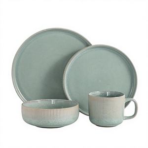 Service de table de luxe moderne haut de gamme pour restaurant, vaisselle en grès vert pour la maison et la cuisine, ensembles de dîner en relief, design moucheté, écologique - Product Image 1