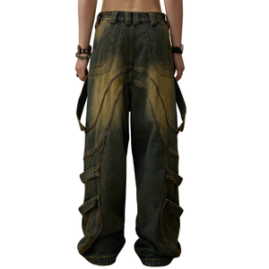 SENSE Personnalisé Y2K Vintage <span class=keywords><strong>Bleu</strong></span> Pantalon Cargo pour Hommes Amiry Jeans Baggy en Denim pour Hommes - Product Image 2