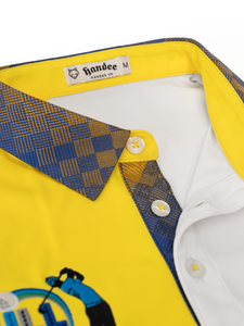 เสื้อกอล์ฟแขนสั้นสีเหลืองขาวสำหรับผู้ชาย  โลโก้ Full Swing  ผ้าถักโพลีเอสเตอร์  ซับเหงื่อ  ยืดหยุ่น  ระบายอากาศได้ดี - Product Image 2