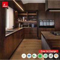 Allandgroup - Porte de meuble en placage de bois naturel très populaire récemment, couleur noyer noir, mélamine, pour armoire de cuisine