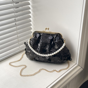 Borse Donna Glitterate di Tendenza Estiva 2026 Nuove Borse a Tracolla Versatili con Catena, Borsette con Chiusura a Scatto e Piccole Borse Tote con Fodera in Poliestere - Product Image 3