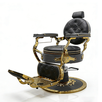 Chaise de coiffure et de rasage de style antique, base ronde extra large, mobilier de salon rétro, chaise de barbier hydraulique pour hommes
