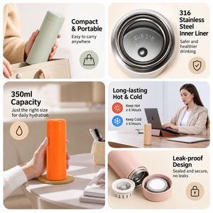 Portable 350ml Stainless Steel <b>Pocket</b> Thermos Vacuum Insulated Mini Tumbler with Lid for Travel Office Gift - Product Image 5