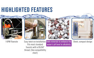 5 المرحلة المعدنية pH القلوية و الكربون كتلة دائم النمذجة يقلل يصل إلى 99% من الكلور فلتر المياه القلوية خرطوشة - Product Image 6