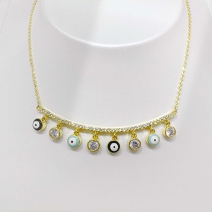 custom plata 925 sterling silver eye heart Turquoise necklace women bow Trendy 18k Gold Plated enamel fashion Pendant Necklaces - Product Image 1