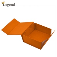 Boîte rigide pliable à fermeture magnétique, couleur orange, emballage cadeau pliable, taille personnalisée disponible, vente en gros