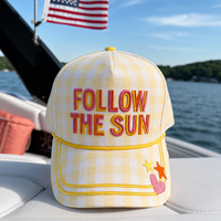 Casquette de baseball structurée à 5 panneaux Dymf personnalisée avec broderie multicolore 3D à carreaux et cordon, idéale pour les vacances en extérieur, unisexe
