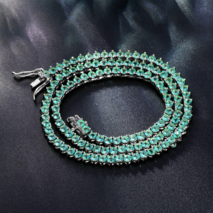 Catena di Zirconia di lusso Hip Hop 3mm verde CZ placcato <span class=keywords><strong>oro</strong></span> gioielli da <span class=keywords><strong>donna</strong></span> <span class=keywords><strong>girocollo</strong></span> rombi rombi rombi rombi collana a catena - Product Image 1