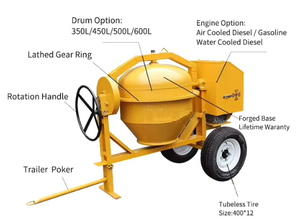 Bétonnière à ciment Portland de 500 L, <span class=keywords><strong>moteur</strong></span> à essence <span class=keywords><strong>Robin</strong></span>, bétonnière à décharge manuelle, haute efficacité - Product Image 2