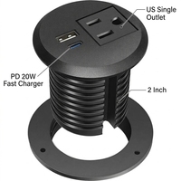 Prise de courant encastrée de bureau ronde avec USB-C PD 20W pour charge rapide, idéale pour salles de conférence