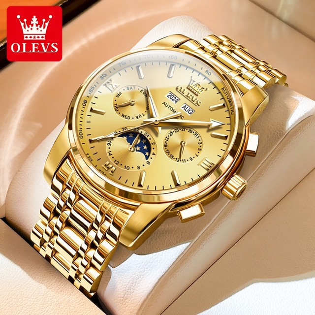 Hot Sale OLEVS 6633 OEM Fashion Golden Tourbillon Mens Watches Large Dial Automatic Mechanical Watches Men Wrist Luxury Watch