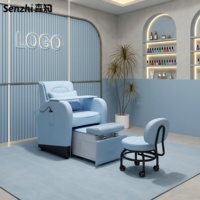 Fauteuil de pédicure bleu moderne, mobilier de salon de luxe, fauteuil de spa pour les pieds pour salon de beauté avec massage, fauteuils de pédicure, fauteuil de manucure