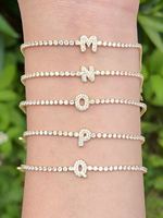 Bracelet tennis ajustable en acier inoxydable plaqué or 18 carats, étanche, avec lettre A-Z et zircon carré, bijou fantaisie pas cher